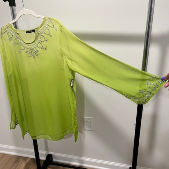 IC COLLECTION Lime Green Embellished Blouse - Picture 5 of 9